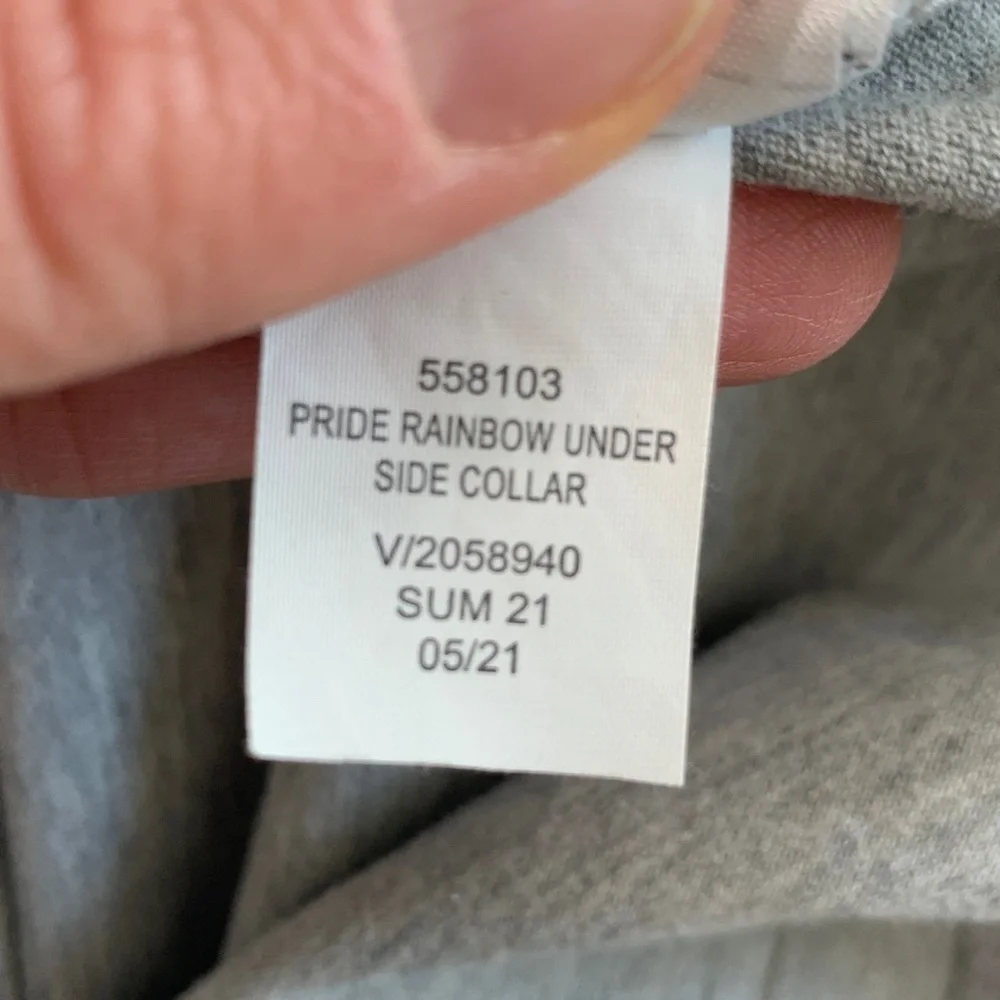 Banana Republic gray polo with pride rainbow under collar size large